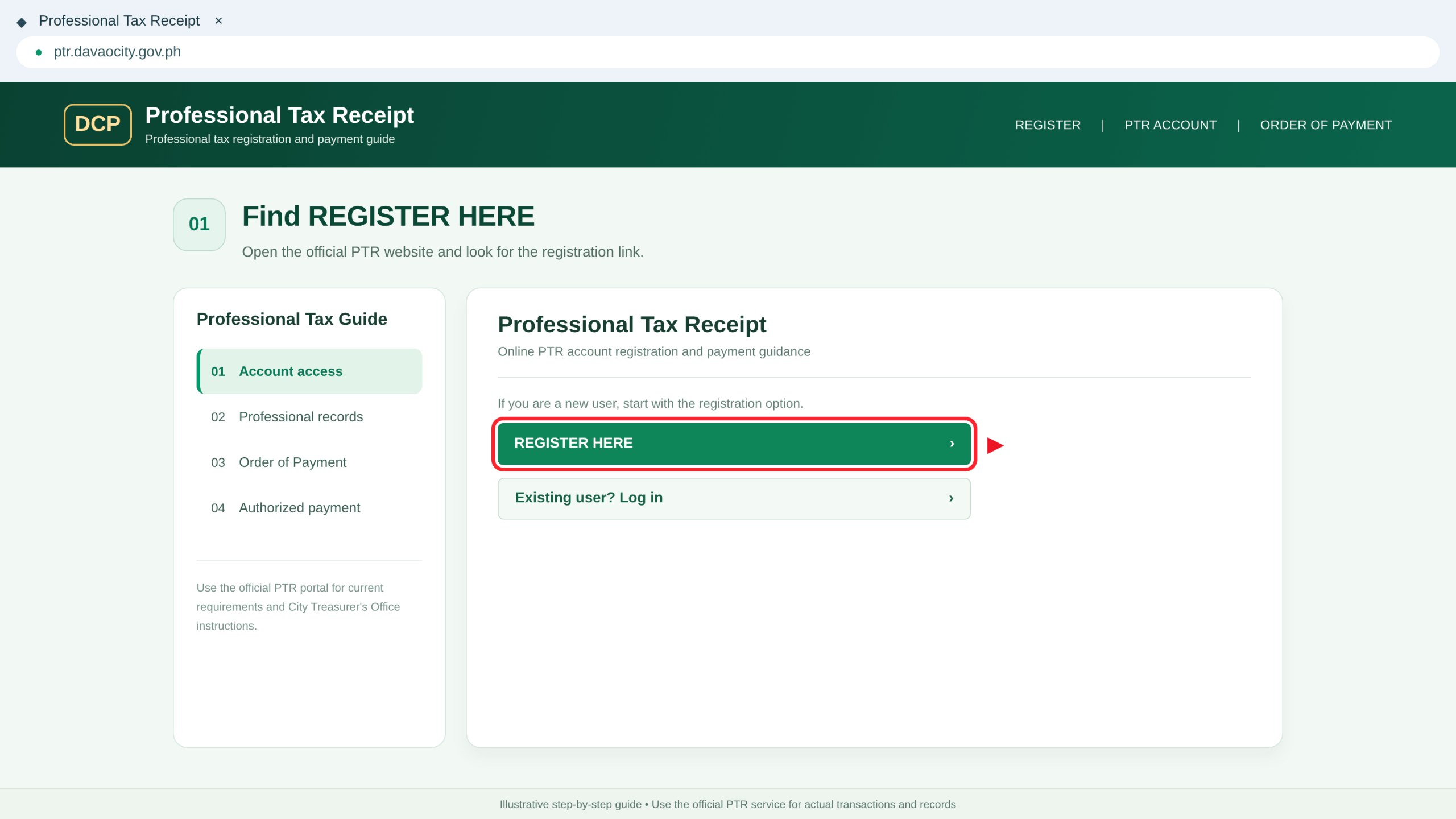 PTR official portal opening and registration guide