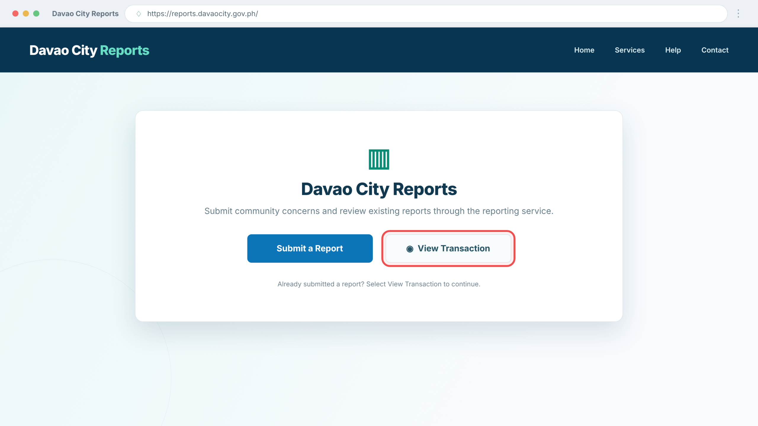 Demo View Transaction button