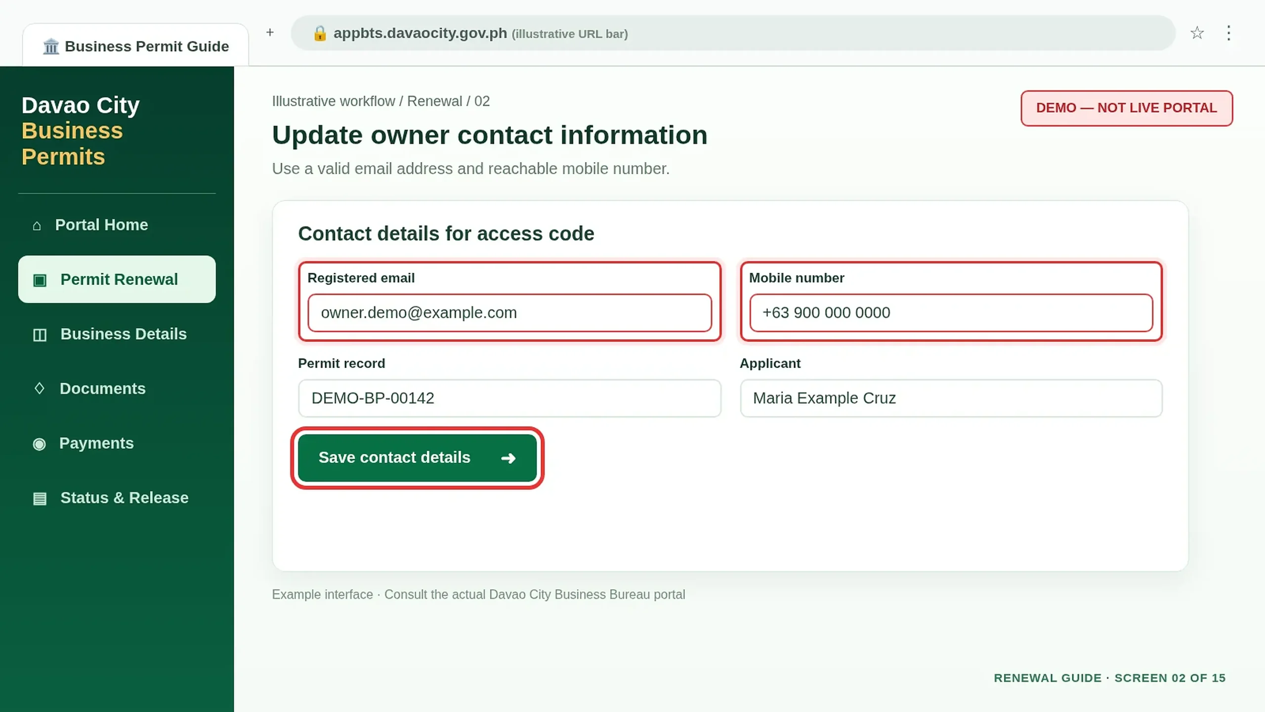 Contact details form