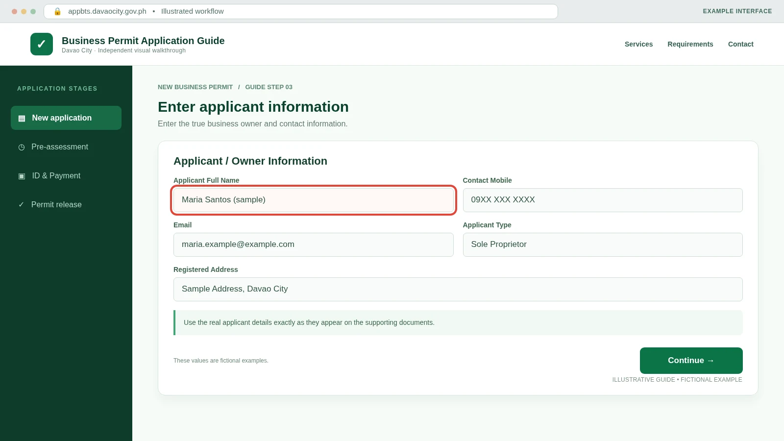 Applicant information form