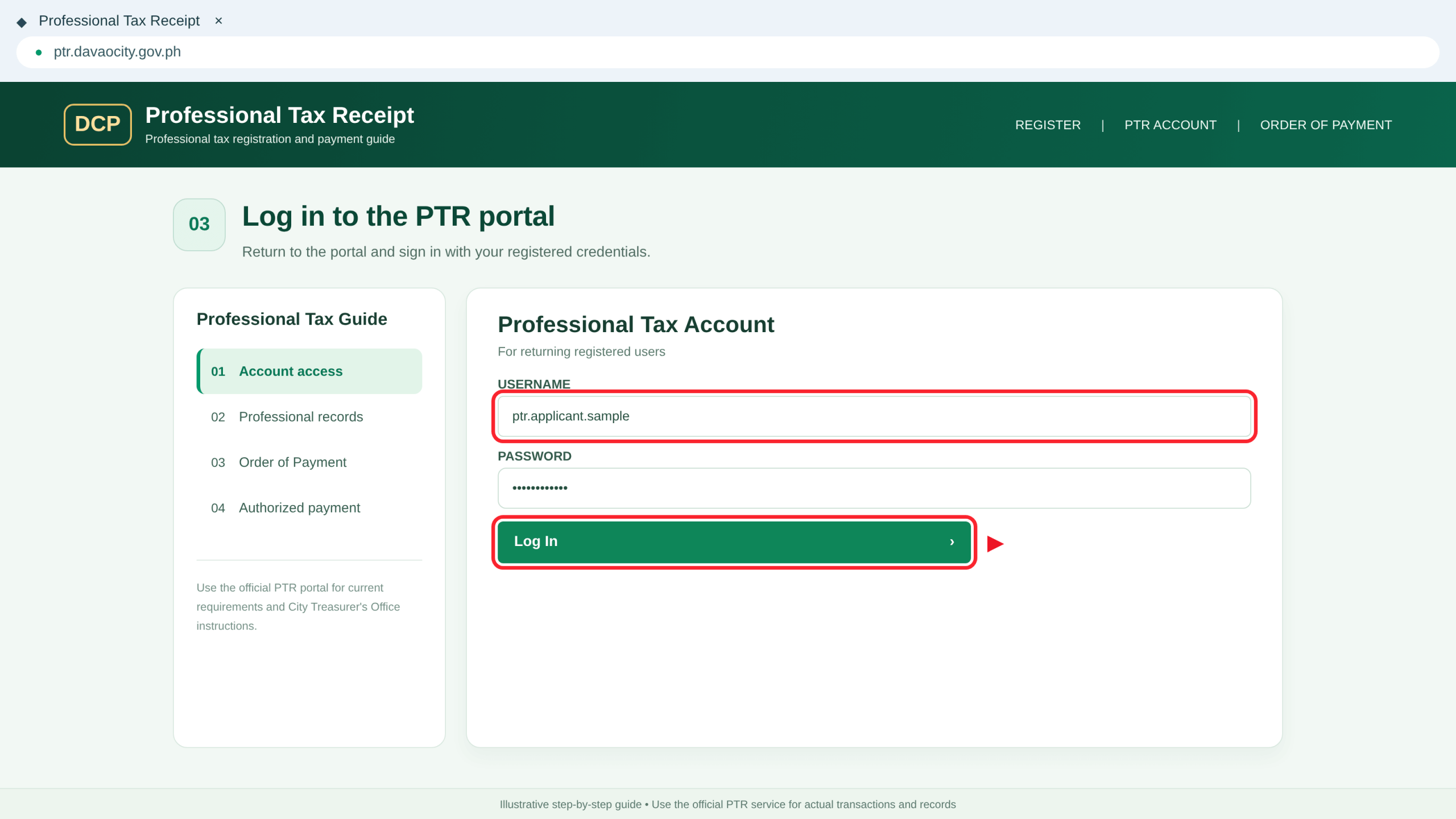 PTR account sign-in guide