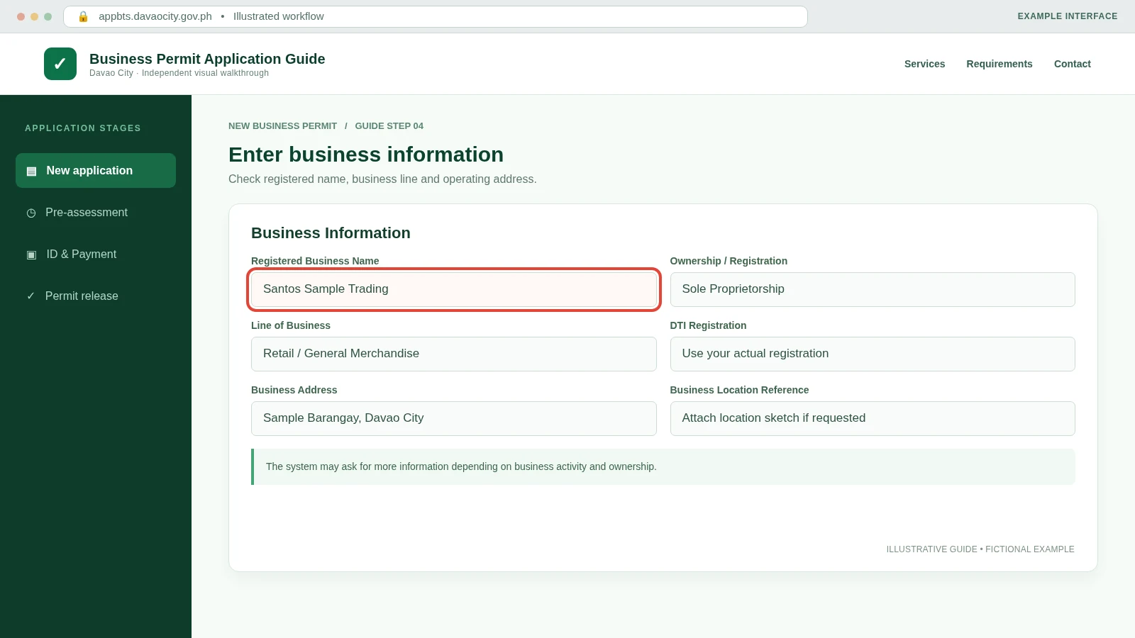 Business registration form