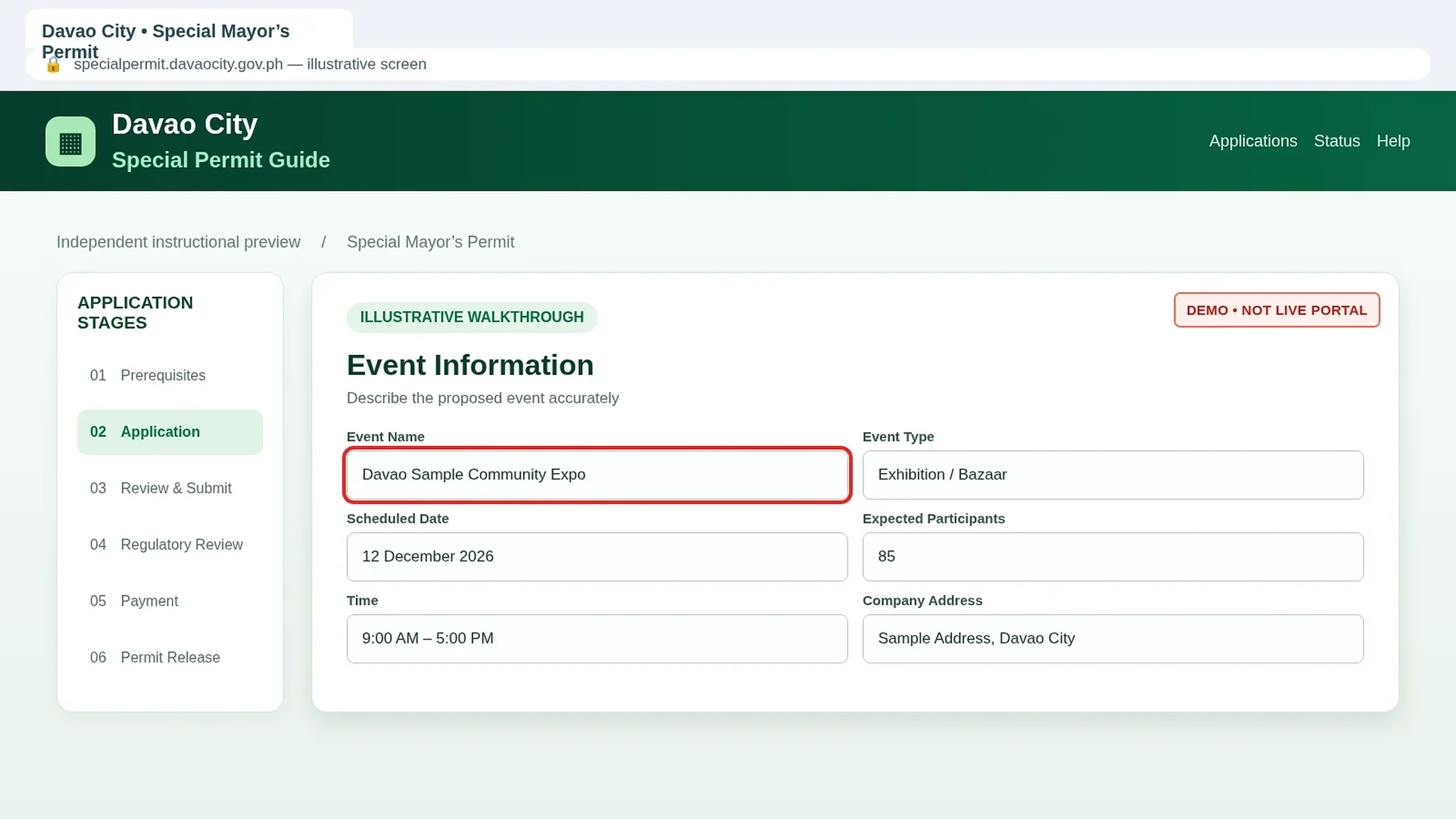 Special Permit event information form