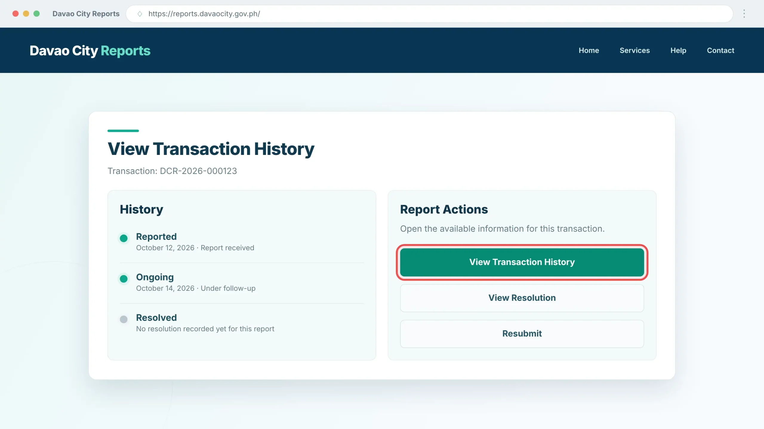 Demo transaction history