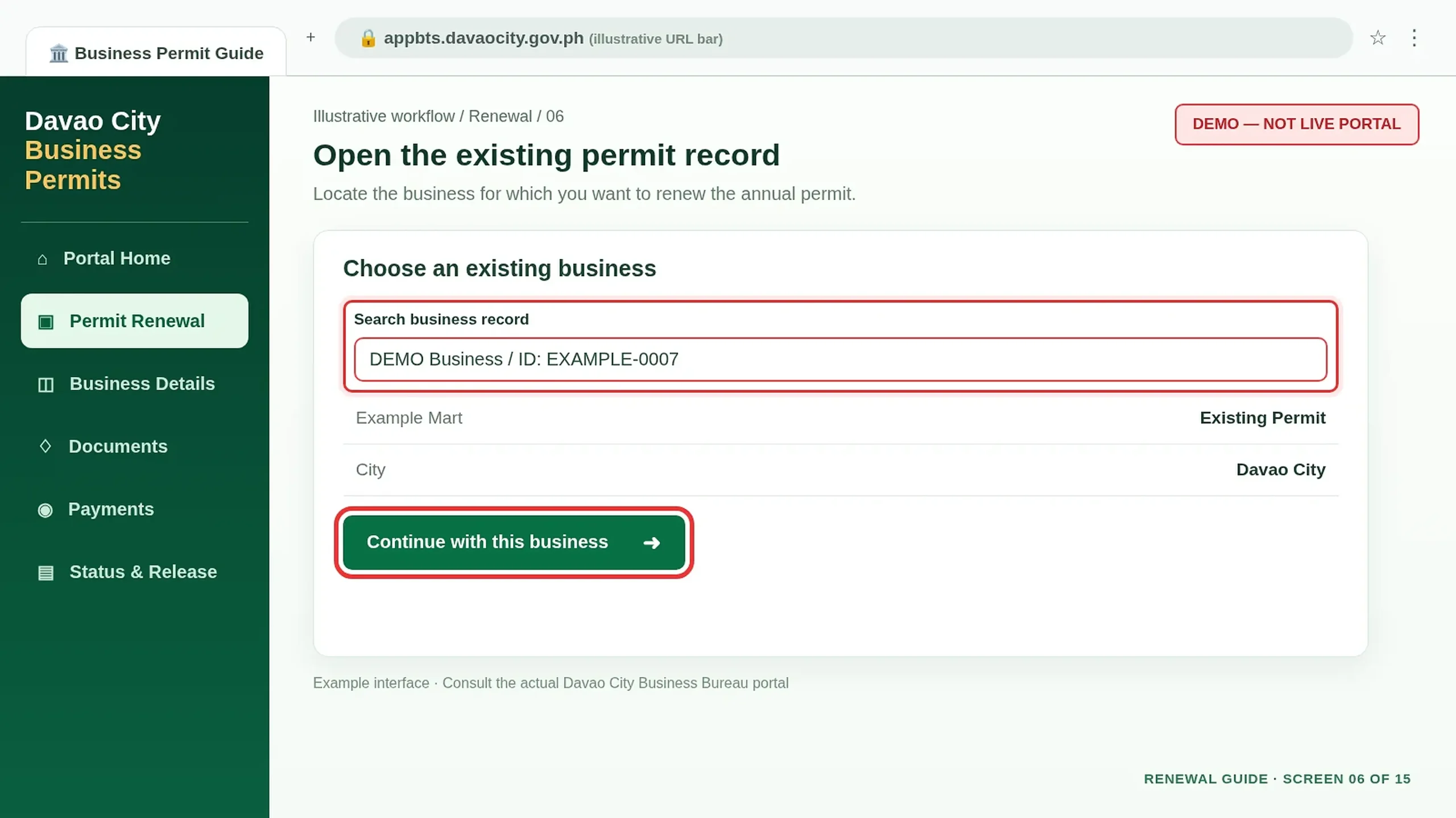 Existing business search