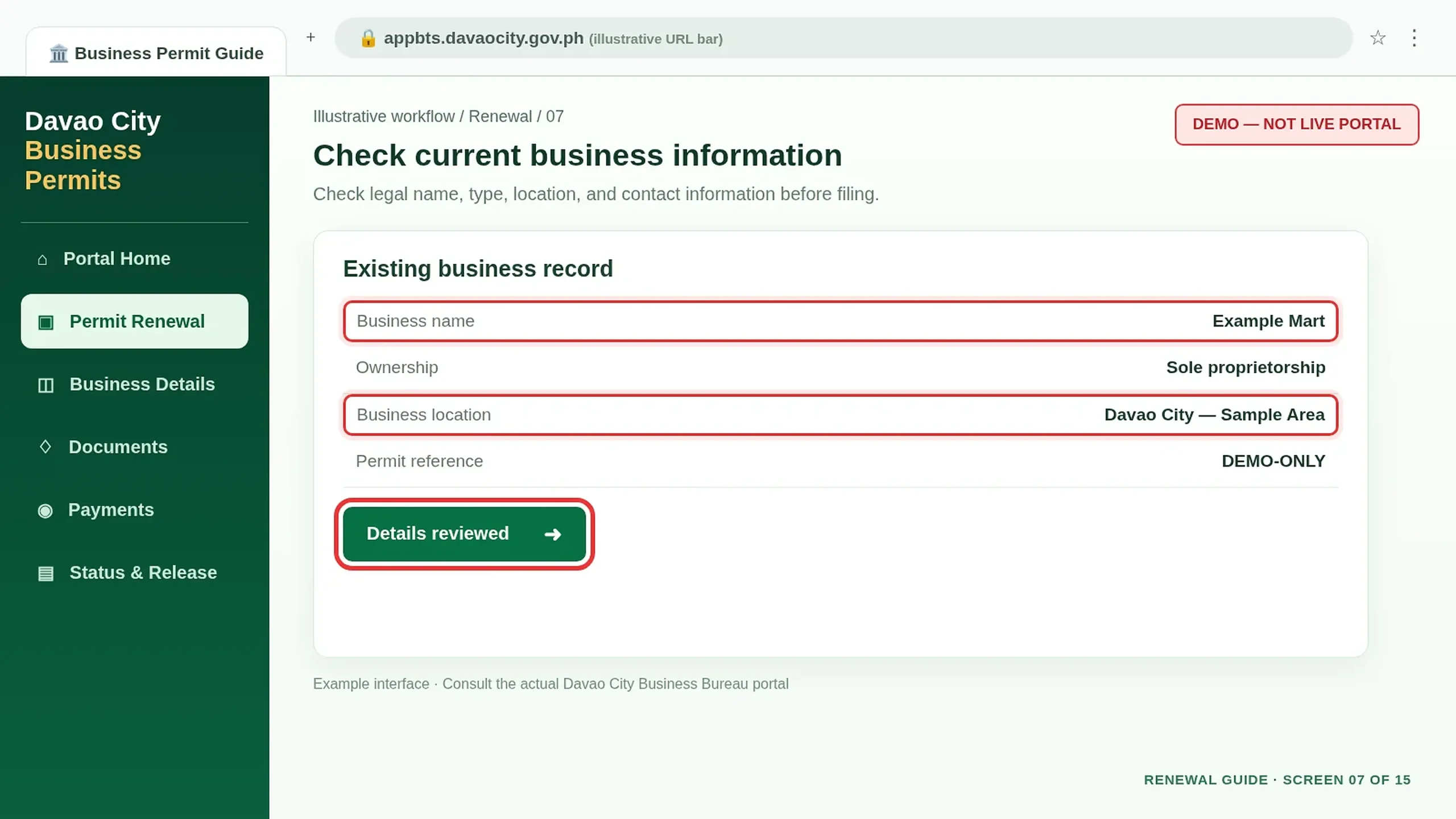 Registered business details