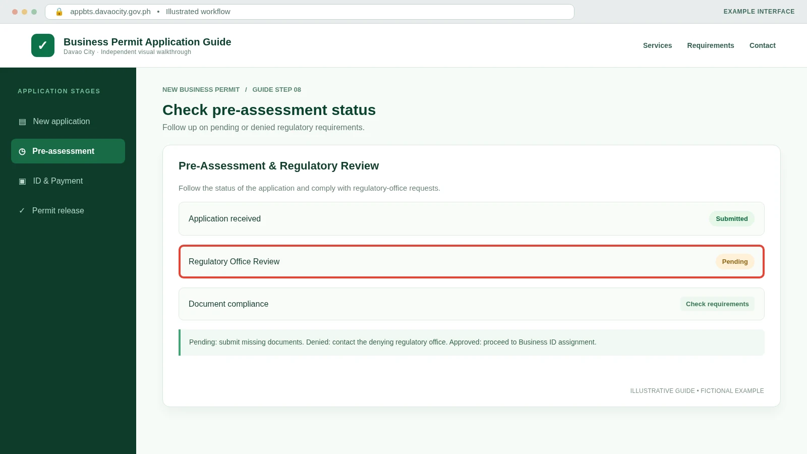 Pre-assessment status