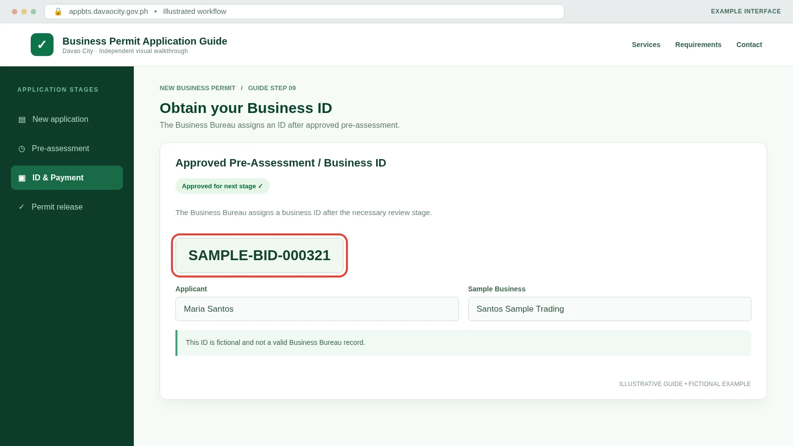 Business ID stage