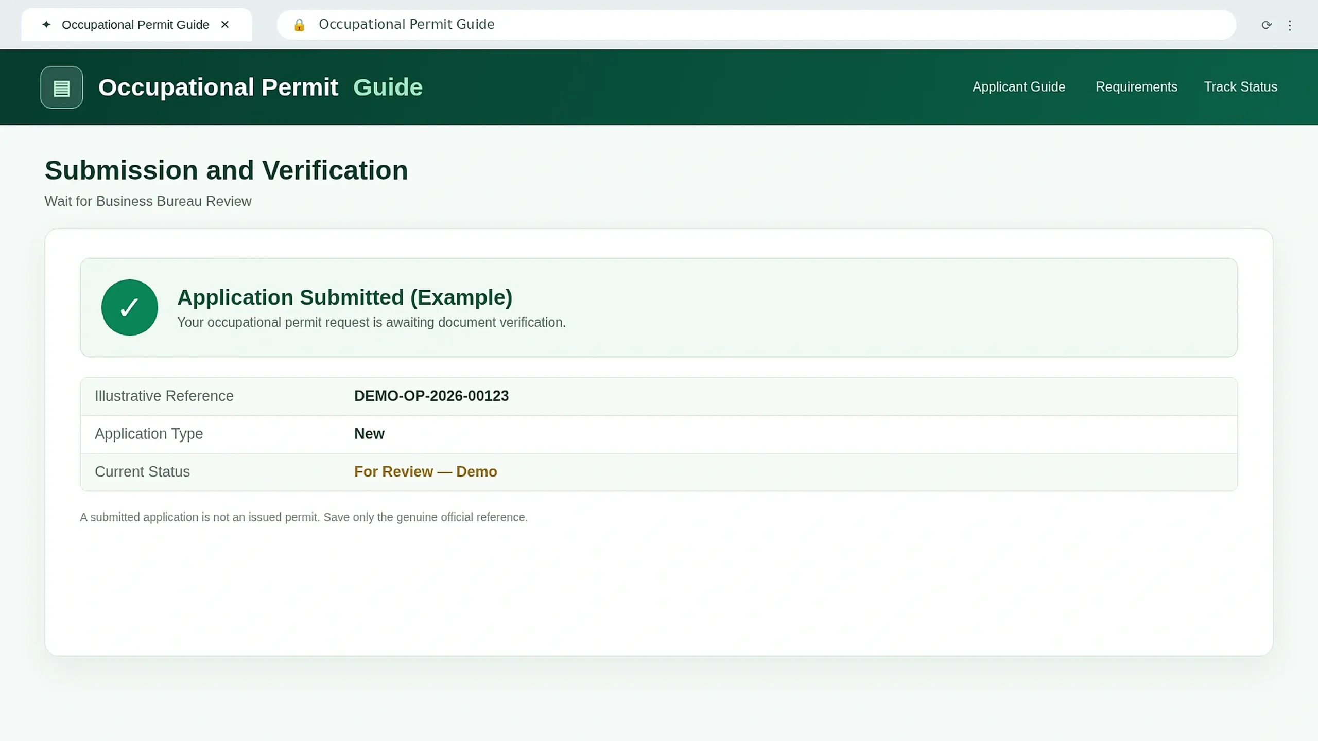 Occupational Permit application verification