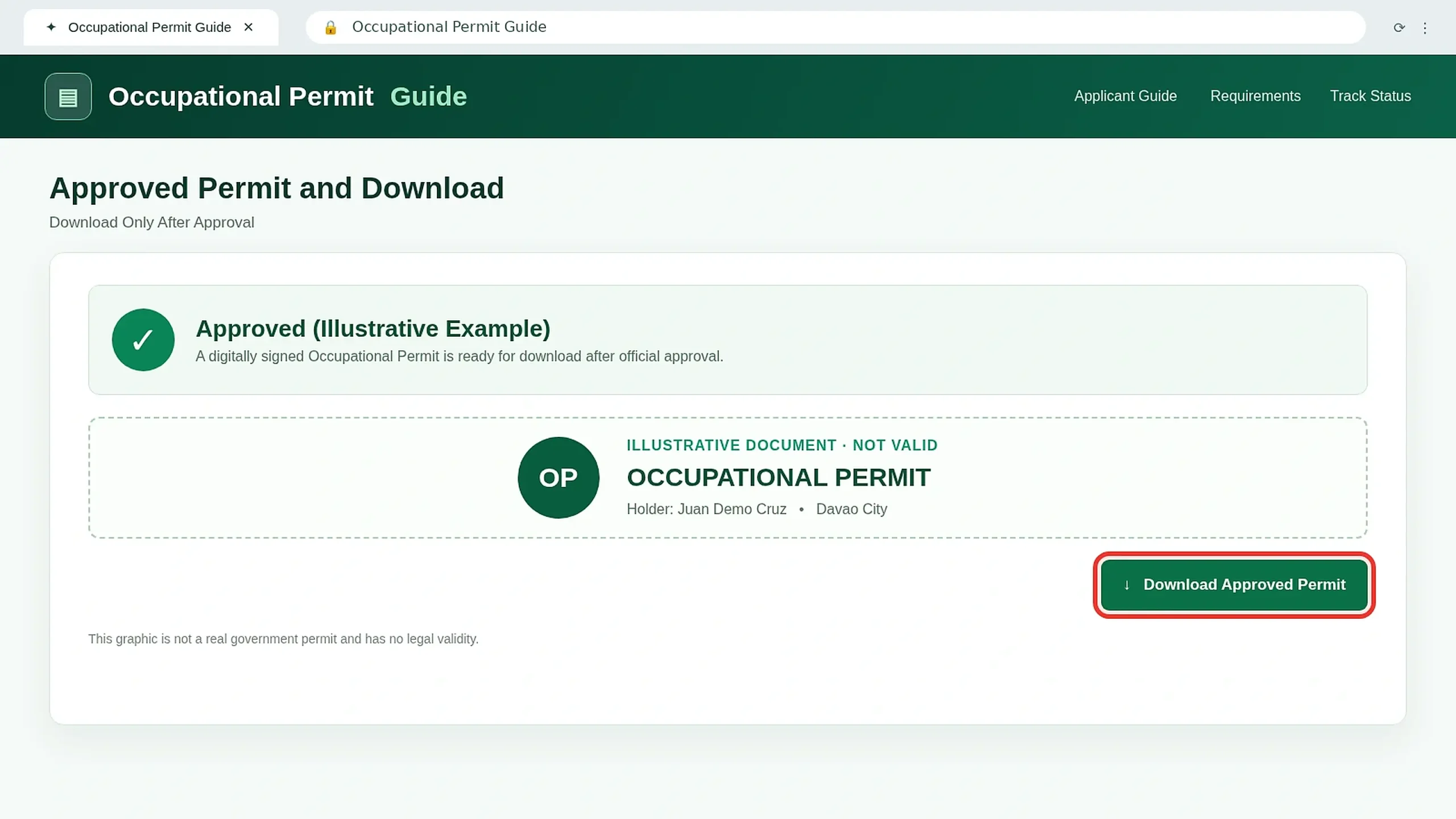Approved Occupational Permit download